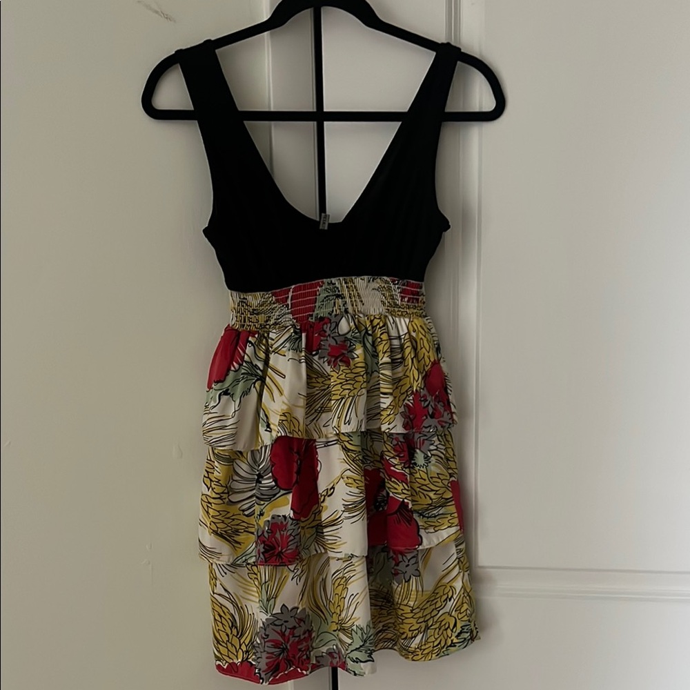 Double Zero Black and Floral Mini Dress